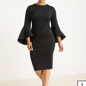 ELOQUII Flare Sleeve Scuba Dress